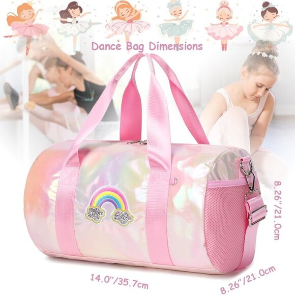 Girls Pink Metallic Dance, Gym, Duffle Bag - Picture 6 of 7